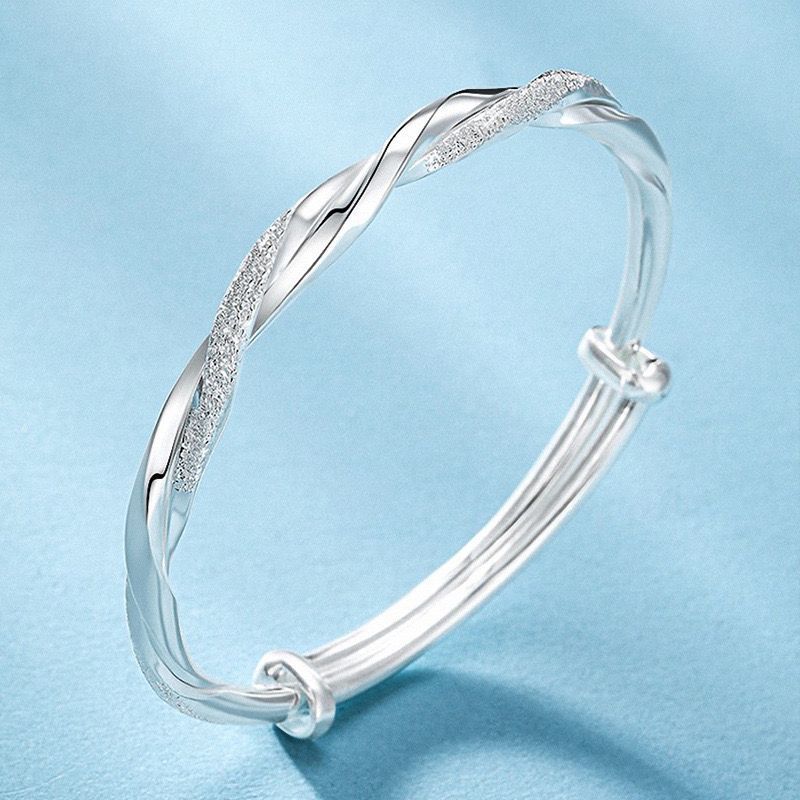925 Silver Simple Cuff Bracelets, Mobius Nail Sand Bracelet
